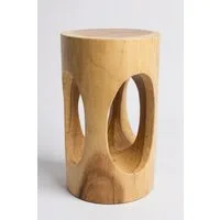 FaHome Beistelltisch Holzhocker Massiv Rund (50x30x30cm), Hocker Natur Beistelltisch Blumenhocker Massivholz
