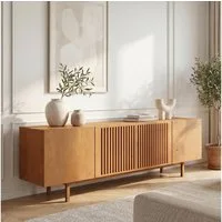 IDIMEX Lowboard LINN, Sideboard 180 cm aus Massivholz mit Lamellentüren Eiche Finish