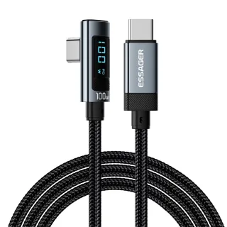 ESSAGER ES-X47 5A 100W Type-C to Type-C Digital Display Cable PD Fast Charging Data Transmission Copper Core Line 1M/2M