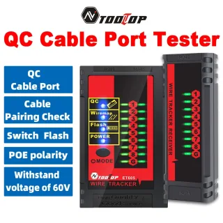 TOOLTOP ET605 LAN Network QC Cable Port Tester Pairing Check Switch Flash POE Withstand 60V Telephone Network Cable Line