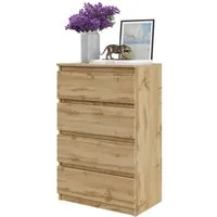 Furnica Kommode GABRIEL 4 Schubladen - Votan Eiche H92cm B60cm T33cm