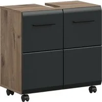 welltime Waschbeckenunterschrank FLORENZ, Breite 60cm, inkl. Siphonausschnitt, mit Türen oder Schüben (TOPSELLER) hochwertige MDF Front, Griff schwarz, Badschrank, Bad