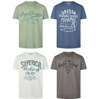 riverso T-Shirt Herren Printshirt RIVLeon Regular Fit (4-tlg) Kurzarm Tee Shirt mit Rundhalsausschnitt aus 100% Baumwolle