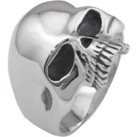 Tony Fein Silberring Totenkopfring 925er Silber Massiv Geschwärzt Hochglanzpoliert, Made in Italy für Damen und Herren