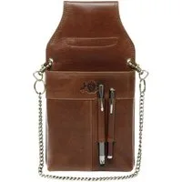 SID & VAIN Geldbörse LOU, Kellnerportemonnaie echt Leder Unisex, Münzbörse hellbraun