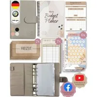BeginnerBudget Ringbuchkalender Budget Planner & Haushaltsbuch Starter-Set: Sparbuch & Spar-Challenges, Sparen mit Umschlagmethode + Anleitung - Ringbuch - Binder A6