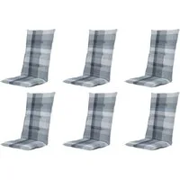 Gardissimo Hochlehnerauflage 6 er Set Gartenstuhlauflagen Sya grau 120x50 cm, (Spar-Set, 6 St., 6 Auflagen), UV-beständig inkl. Bindebänder und Halteband für Hochlehner-Stühle