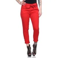 Mississhop Chinohose Damen Hose Baumwolle Hose mit Schleife M.364