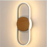 Riserva Wandleuchte Moderne Ovale Wandlampe Weiß/Holz, 41cm, 21W Warmweiß, LED