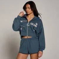MP Damen Move Club Graphic Lightweight Loopback Zip Through Hoodie - Faded Blue - XXL
