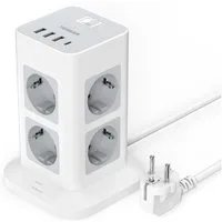 TESSAN 8 Fach Mehrfachsteckdose 4 USB Steckdosenleiste Kabel 2m Mehrfachsteckdose (Ein- / Ausschalter, USB-Anschlüsse, Schutzkontaktkupplung, Überspannungsschutz, Kabellänge 2 m)