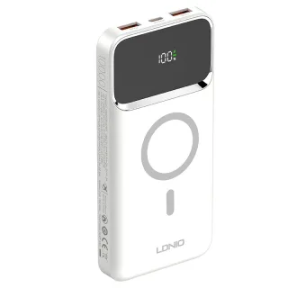 LDNIO PQ12 22.5W 37Wh 10000mAh LED Display Power Bank with Magnetic Wireless Charging External Battery Power Supply with