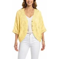 dy_mode Cardigan Damen Häkel Cardigan Kurze Sommerjacke Häkeloberteil Sommerjacke in Unifarben, mit Fledermaus-Ärmeln