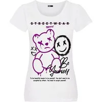 RMK T-Shirt Damen Shirt kurzarm Rundhalsshirt mit modischem Frontdruck "Teddy Bär"