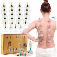 BlingBin Vakuum-Massager Vakuum Schröpfset mit 32 tlg Schröpfgläser Cupping Pumpe Schröpfset, 1er Set 32-tlg., 32tlg, Für Schmerzen Gelenke Faszien Cellulite Schröpfgläser Vakuumpumpe