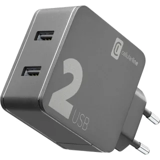 cellularline Multi-Power Home Charger 2X USB 12W +12W Black