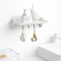 Creliv Duschablage mit Haken selbstklebend – Ohne Bohren, Wandmontage