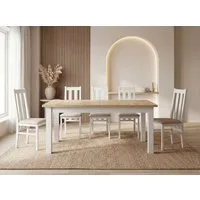 WFL GROUP Esstisch Lindberg ausziehbar verlängerbar rechteckig mit weißen Holzbeinen (MADE IN EU, XXL Groß– 120/140/150/160/200 cm ausziehbar auf 160/180/190/240/300 cm), platzsparender Tisch in Holzoptik für Küche, Esszimmer oder Wohnzimmer