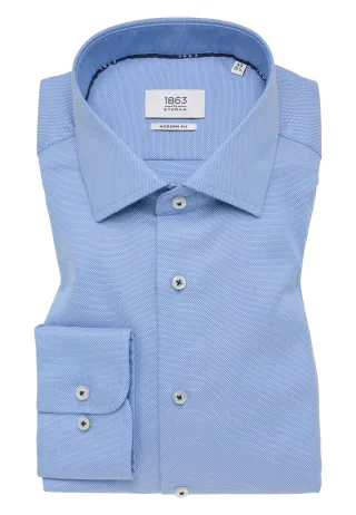 ETERNA - Hemd Natté Langarm blau - Gr. - 45/Langarm - 65cm