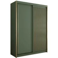 MOEBLO Kleiderschrank MESTO (mit Schiebetüren, Schrank mit eleganten Goldverzierungen, Garderobe mit Einlegeböden und Kleiderstange) - (BxHxT): 150/203/250x216x62 cm
