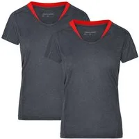 James & Nicholson Laufshirt Doppelpack Damen Kurzarm Laufshirt Running T-Shirt JN471 (Doppelpack, 2 Stück) Atmungsaktiv und Feuchtigkeitsregulierend
