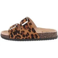 Ital-Design Damen Komfort Sandale mit Schnallen für Freizeit und Alltag Pantolette (79389771) Flach Pantoletten in Leo