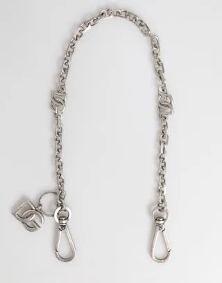 Dolce & Gabbana Silberfarbener Messing DG Logo Detail Kette Herren Halskette