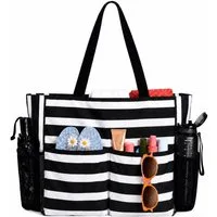 Zaewry Strandtasche Damen mit Reißverschluss, Große Strandtasche xxl Familie, Badetasche, Damen Wasserdicht, Beach Tote Bag für Reisen Pool