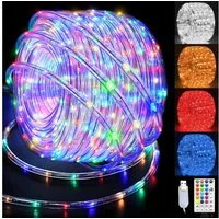 GLPE LED-Lichterkette LED Lichterschlauch 2x 10m 100LED RGB IP65 Außen Innen Fernbedienung, 200-flammig, RGB-Lichtschlauch mit 16 Farben, 8 Modi, USB-Betrieb, IP65