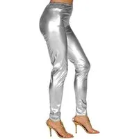 Metamorph Kostüm Leggings silber-metallic, Hautenge Hose für Disco Dancer im dekandenten Design!