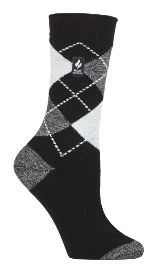 Heat Holders Damen Ultra Lite Thermal Brushed Inner Yarn Design Socken Schwarz/Grau (Valletta)