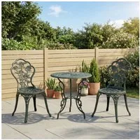 Outsunny Balkonset Gartenmöbel Balkonmöbel Set, (Bistroset, 3-tlg., Gartenset), Gussaluminium, Antik Grün