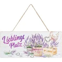 Levandeo® Metallbild, Metallschild Lieblingsplatz L30cm Lavendel Violett Wandbild Wanddeko