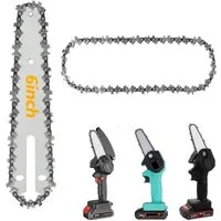 FELIXLEO Akku-Kettensäge 6 Zoll Kettensäge Kette 1/4" 37 Glieder für Mini Akku Kettensägen, 2-tlg.