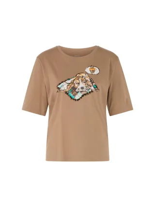 Marc Cain Sports - Kurzarm-T-Shirt mit Hundeprint & Details milk coffee - Gr. - 42