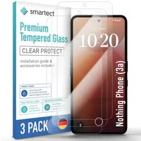 smartect Displayschutzglas Schutzglas Panzerfolie Klar für Nothing Phone (3a), Set, 3 Stück, Schutzfolie Glasschutz Bildschirm