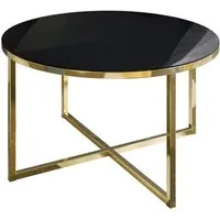 Lookway Couchtisch CIRI-X GLASS Runder Tisch mit goldenem Chromgestell (1 Tisch), Durchmesser: ⌀70 cm