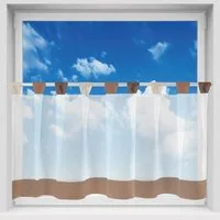 Arsvita Vorhang, Schlaufen, transparent, Voile, Bistrogardine mit Schlaufen, Transparente Küchengardine 150cm x 45cm