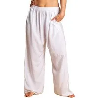 PANASIAM Stoffhose leichte Sommerhose Damen - weite Palazzohose 100% Viskose mit Taschen und Gummibund - Haremshose Unisex - Relaxhose für Urlaub und Alltag