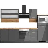 KOCHSTATION Küchenzeile KS-Milan, 280 cm breit, robuste Metallauszüge, viel Stauraum