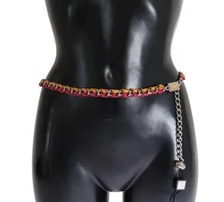Dolce & Gabbana Damengürtel aus Leder rot gelb Kristall
