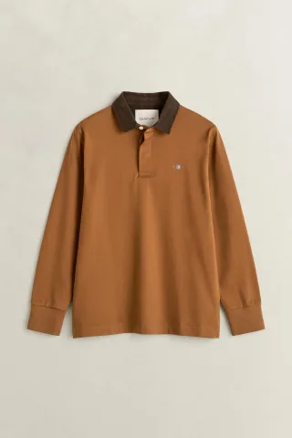 GANT - Rugger mit Cordkragen caramel brown - Gr. - XXXL