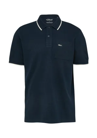 s.Oliver Red Label - Poloshirt aus Baumwoll-Piqué mit Logo und Brusttasche blau - Gr. - M