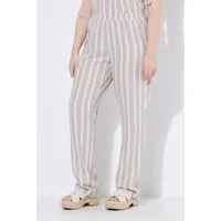 Ulla Popken Schlupfhose Leinenhose Ruby Streifen gerades Bein Elastikbund