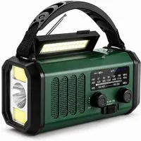 Tekoo Notfallradio 10000mAh mit Solar, Kurbel, LED, SOS, IPX6, UKW Notfallradio (UKW, FM, MW, AM, Wetterradio, 14 W, IPX6 Spritzwassergeschützt, 3-Modi-Taschenlampe, Notfall-Wetterradio)