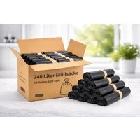 PACKEO Müllsack Abfallbeutel, schwarze Müllbeutel, 240 l., Extra Stark & Eco 60 my, - 100 Stück