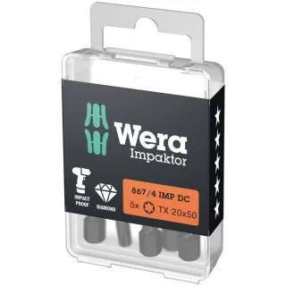 Wera 867/4 IMP DC TORX DIY Impaktor Bits, TX 20 x 50 mm, 5-teilig - 05057664001