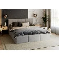 FDM Polsterbett AMBER modern mit Bettkasten MADE IN EU - mit Cord Bezug (verfügbar 90x200 120x200 140x200 160x200 180x200cm, Bettrahmen, Bett, mit großen gepolsterten Kopfteil, mit Bettkasten zum aufklappen), Hebbarer Metallrahmen, Bettkasten, mit/oh