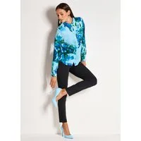 MADELEINE Langarmbluse Elegante Bluse mit Hemdkragen Florales-Muster, Knopfleiste, lange Ärmel