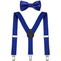 DonDon Hosenträger DonDon Jungen Hosenträger Fliegen Set für Kinder (2er Set, 2-St) 2er Set, schmaler Hosenträger Y-Form, farblich passende Fliege
